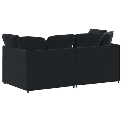 Sofá modular com almofadas veludo preto