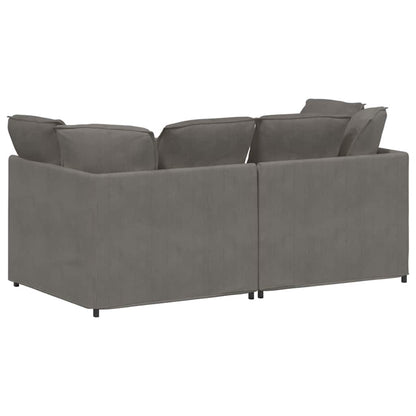 Sofá modular com almofadas tecido corduroy cinzento-claro