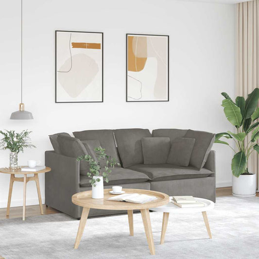 Sofá modular com almofadas tecido corduroy cinzento-claro