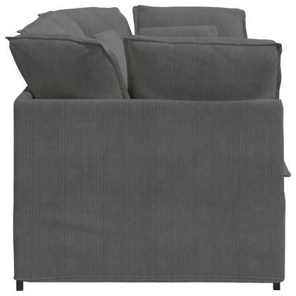 Sofá modular com almofadas tecido corduroy cinzento-escuro