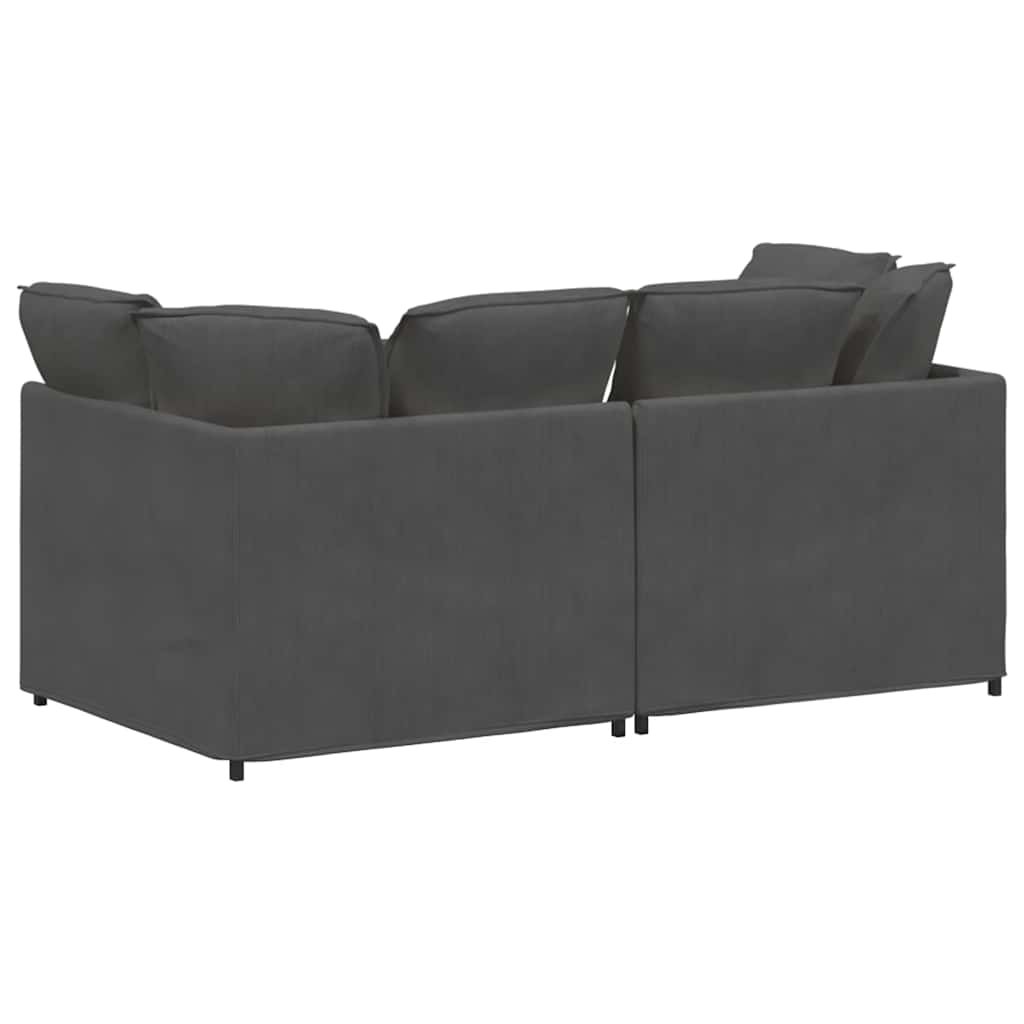 Sofá modular com almofadas tecido corduroy cinzento-escuro