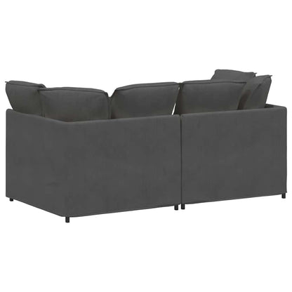 Sofá modular com almofadas tecido corduroy cinzento-escuro