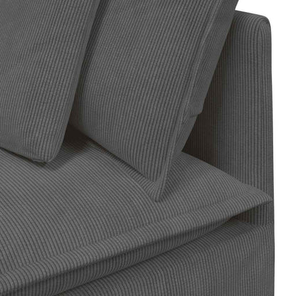 Sofá modular com almofadas tecido corduroy cinzento-escuro