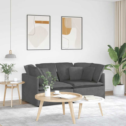 Sofá modular com almofadas tecido corduroy cinzento-escuro