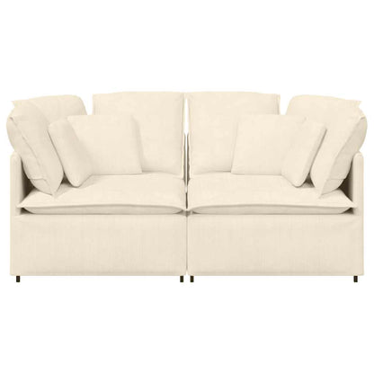 Sofá modular com almofadas tecido corduroy creme
