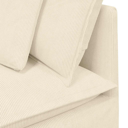 Sofá modular com almofadas tecido corduroy creme