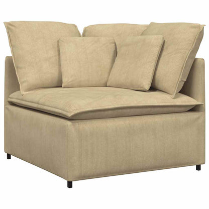Sofá modular com almofadas tecido corduroy verde cinzento