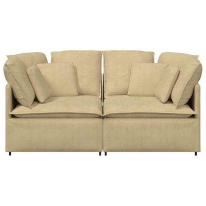 Sofá modular com almofadas tecido corduroy verde cinzento