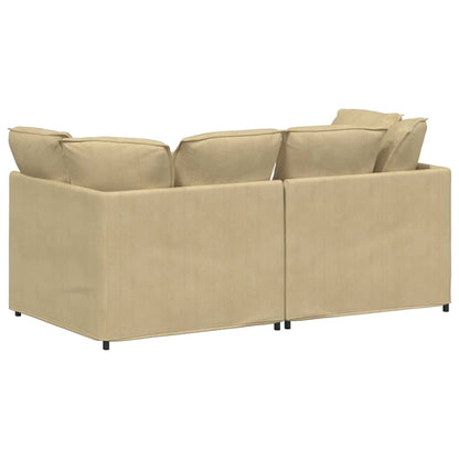 Sofá modular com almofadas tecido corduroy verde cinzento
