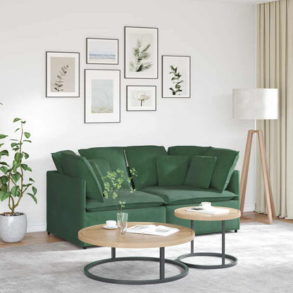 Sofá modular com almofadas tecido corduroy verde escuro