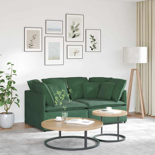 Sofá modular com almofadas tecido corduroy verde escuro