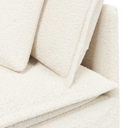 Sofá modular com almofadas tecido tipo lã encaracolado creme