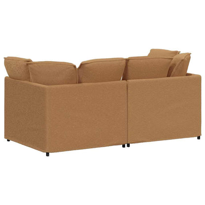Sofá modular com almofadas tecido tipo lã encaracolado bege