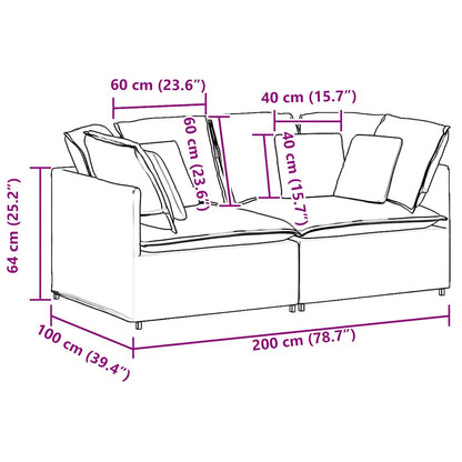 Sofá modular com almofadas tecido tipo lã encaracolado bege