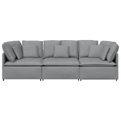Sofá modular com almofadas tecido cinzento-claro