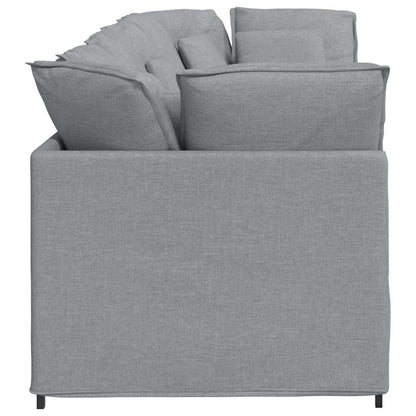 Sofá modular com almofadas tecido cinzento-claro