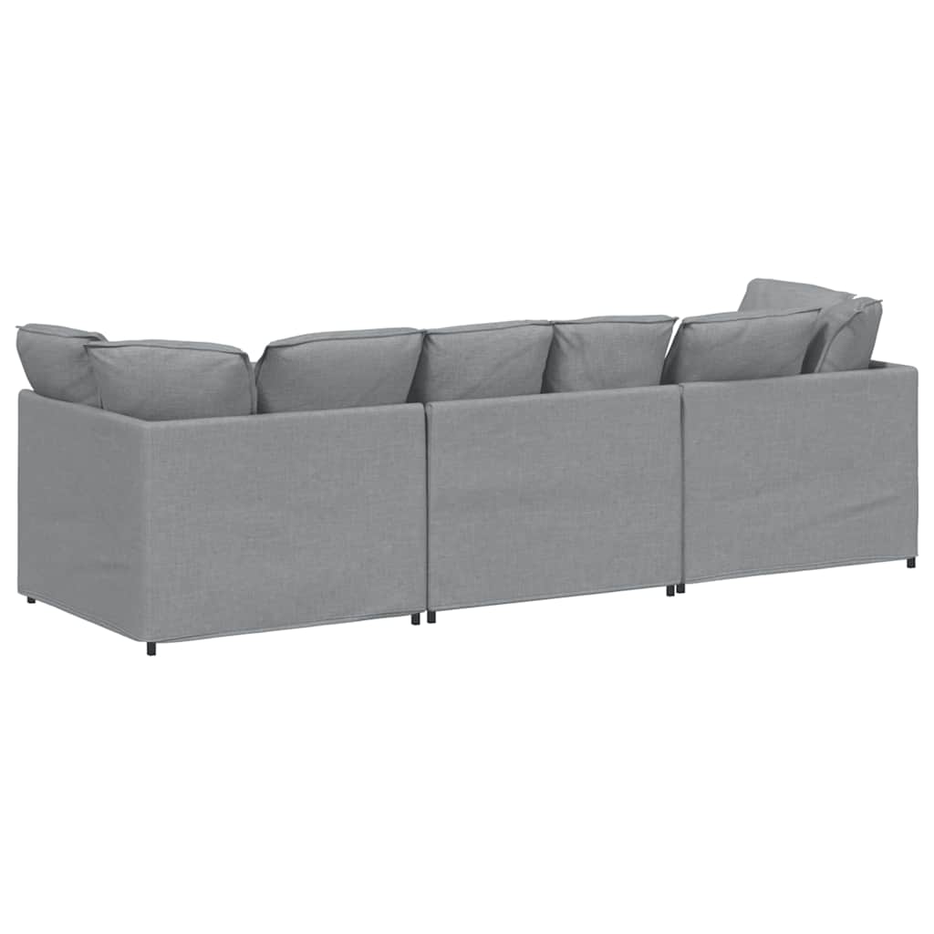 Sofá modular com almofadas tecido cinzento-claro