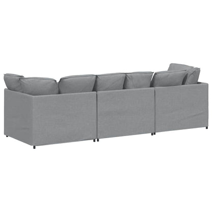 Sofá modular com almofadas tecido cinzento-claro