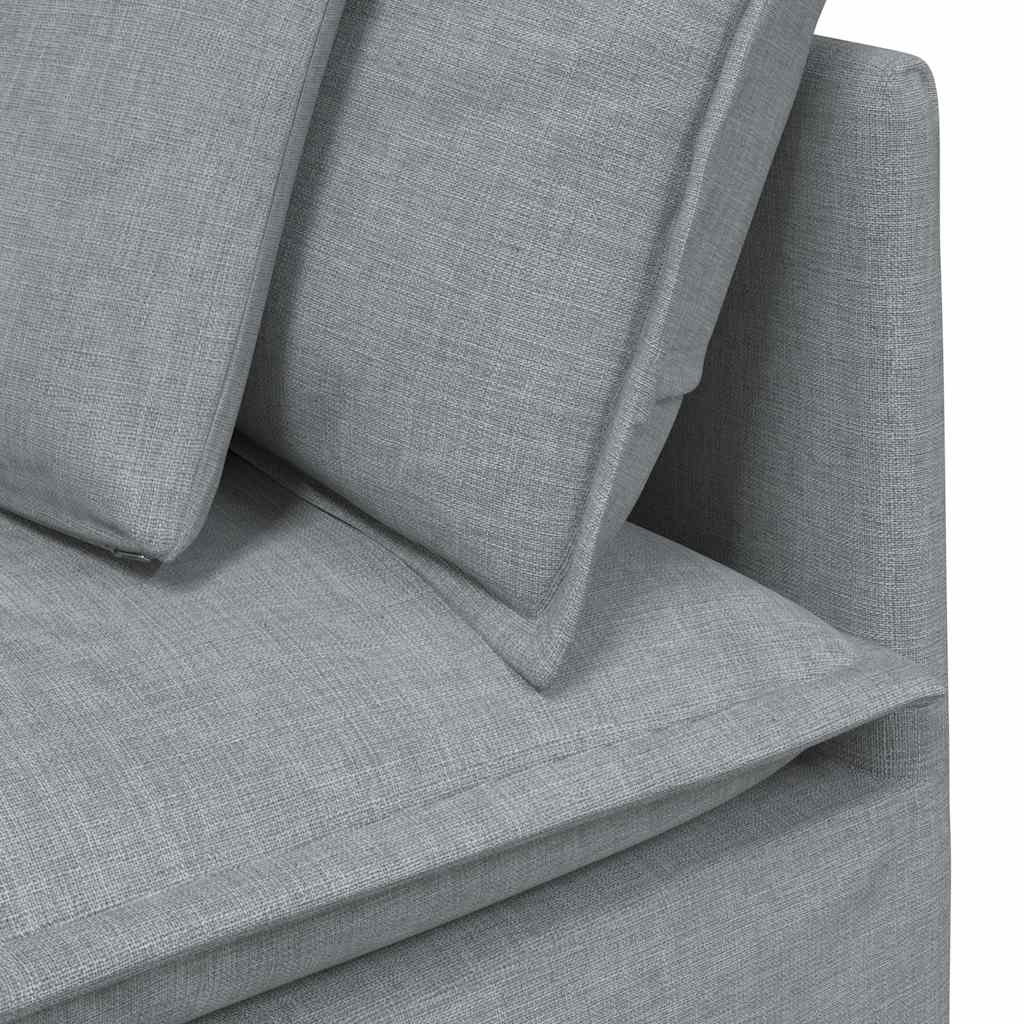 Sofá modular com almofadas tecido cinzento-claro