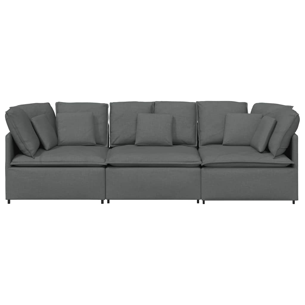Sofá modular com almofadas tecido cinzento-escuro