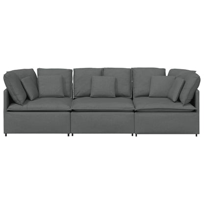 Sofá modular com almofadas tecido cinzento-escuro