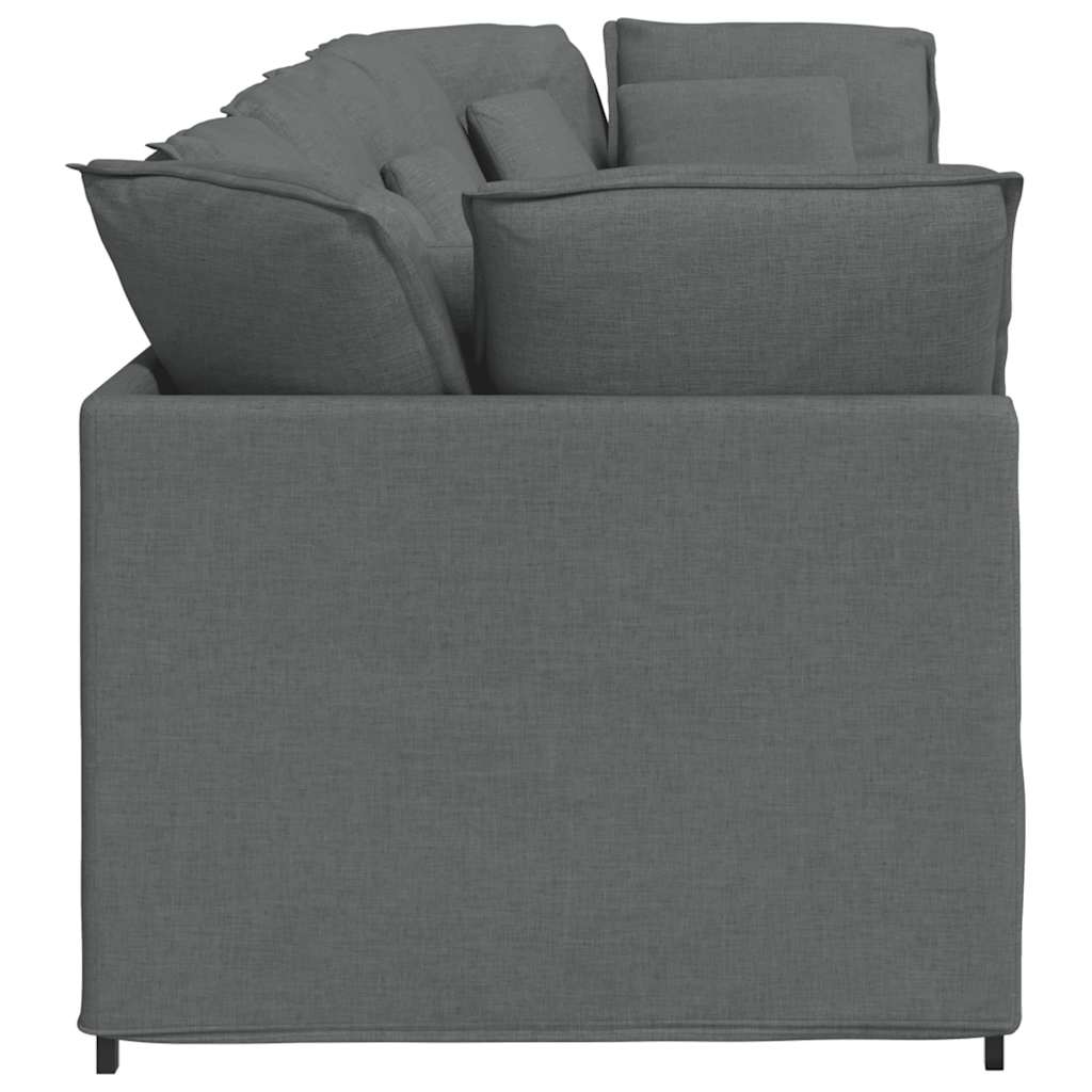 Sofá modular com almofadas tecido cinzento-escuro