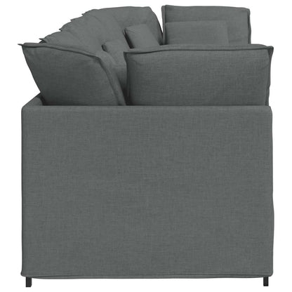 Sofá modular com almofadas tecido cinzento-escuro