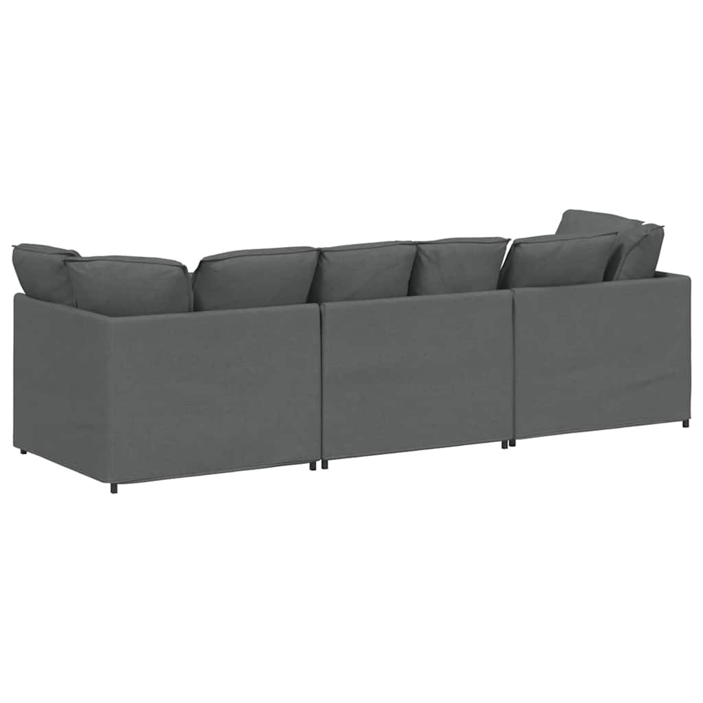 Sofá modular com almofadas tecido cinzento-escuro
