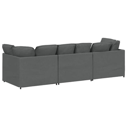 Sofá modular com almofadas tecido cinzento-escuro