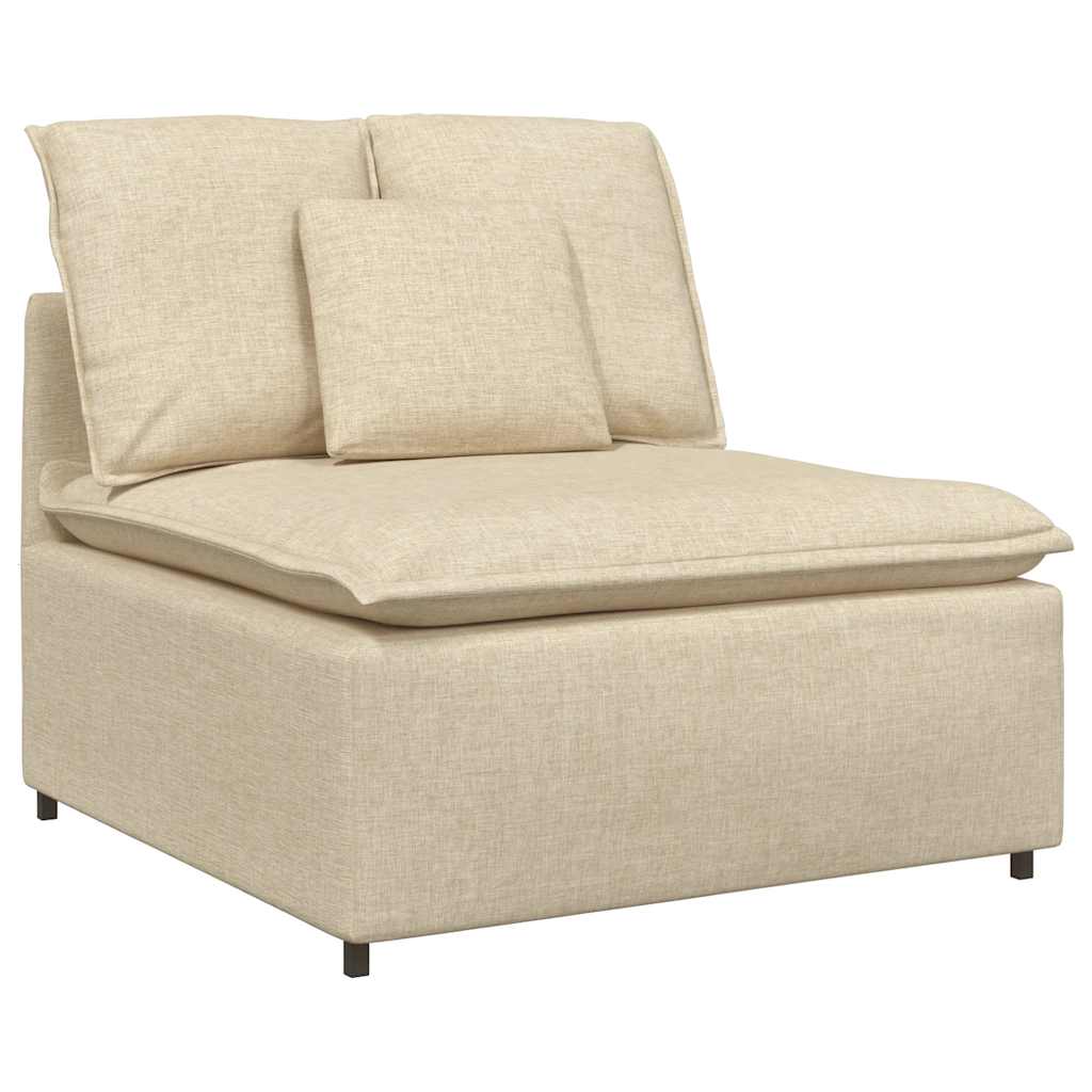 Sofá modular com almofadas tecido creme