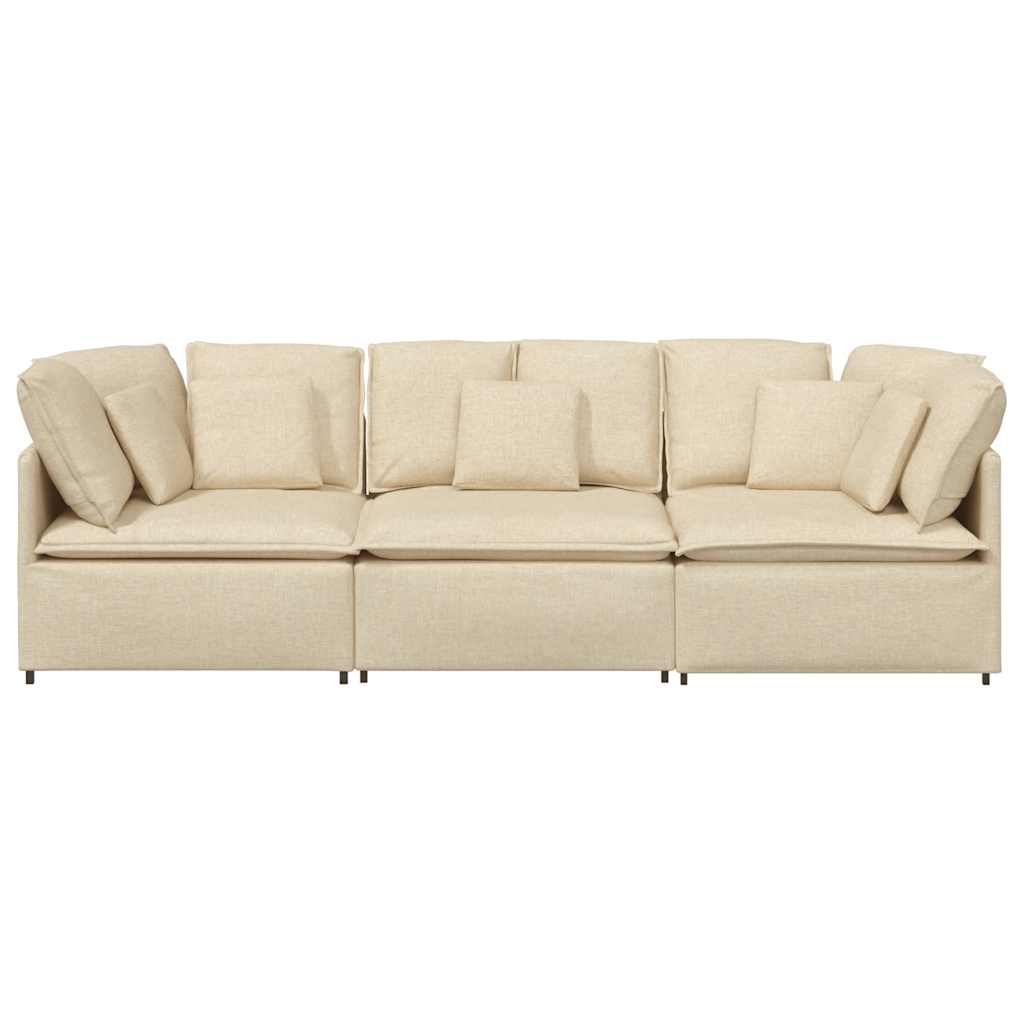 Sofá modular com almofadas tecido creme