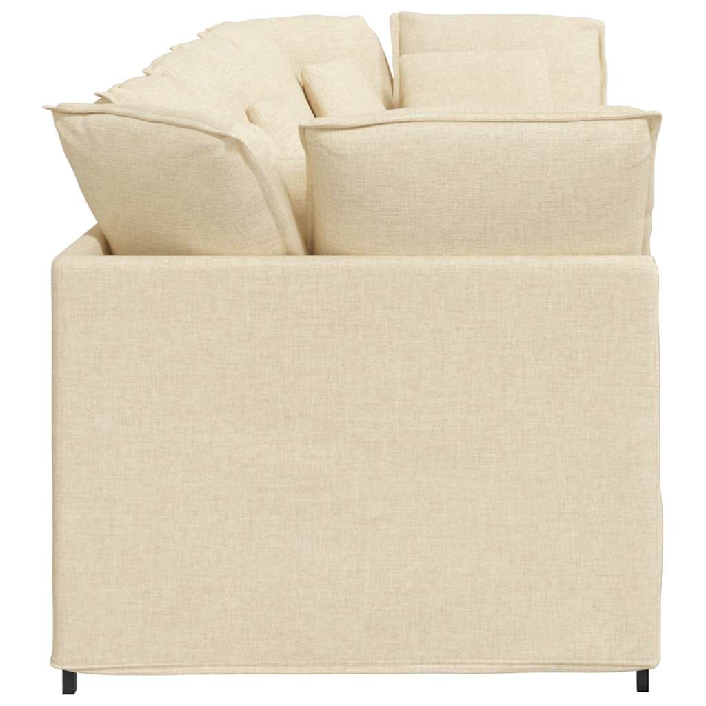 Sofá modular com almofadas tecido creme