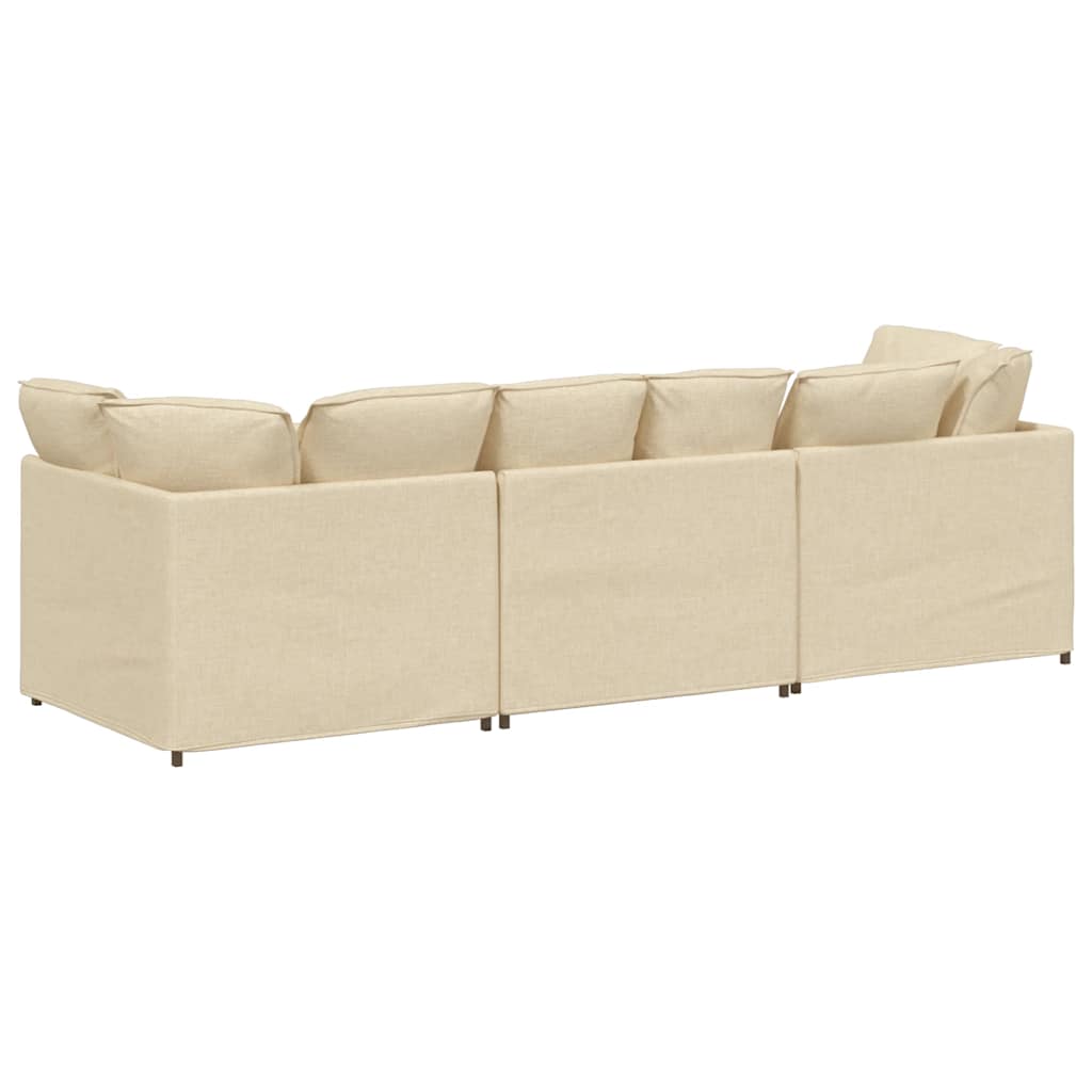 Sofá modular com almofadas tecido creme