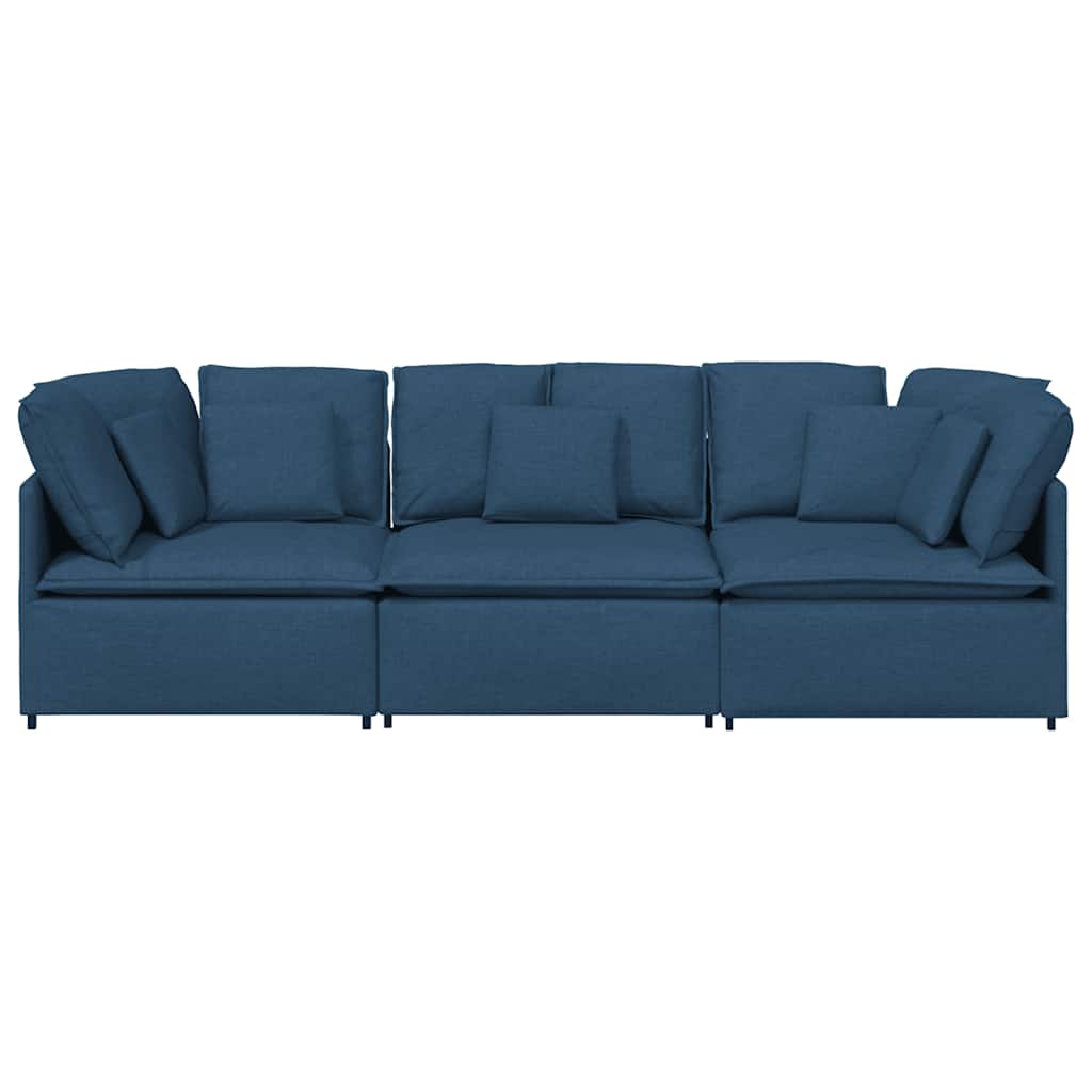 Sofá modular com almofadas tecido azul