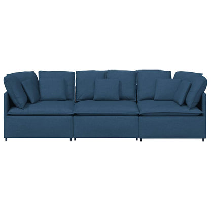 Sofá modular com almofadas tecido azul
