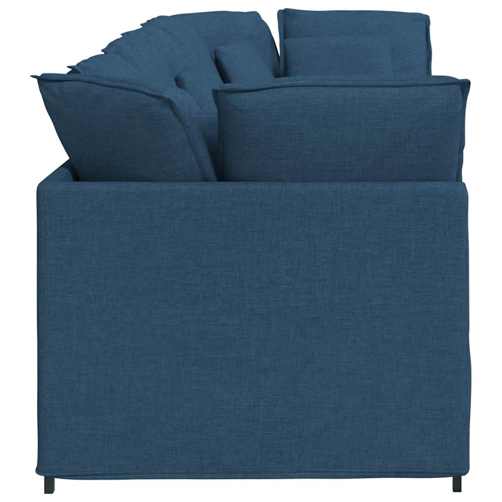 Sofá modular com almofadas tecido azul