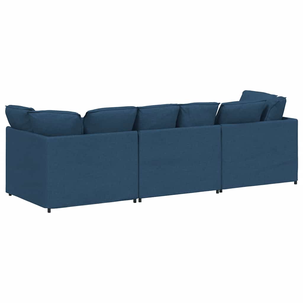 Sofá modular com almofadas tecido azul