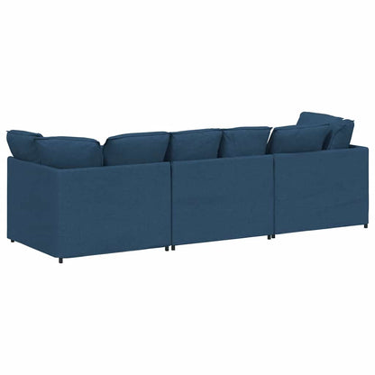 Sofá modular com almofadas tecido azul