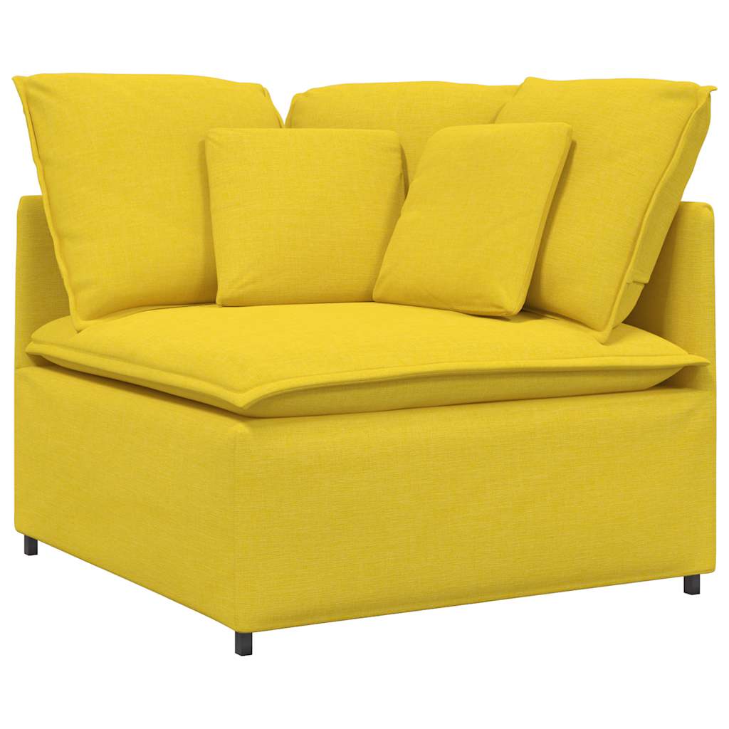 Sofá modular com almofadas tecido amarelo-claro
