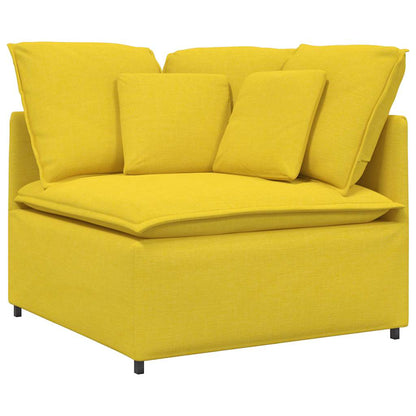 Sofá modular com almofadas tecido amarelo-claro