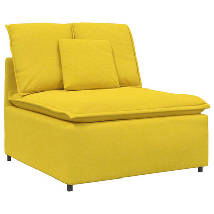 Sofá modular com almofadas tecido amarelo-claro