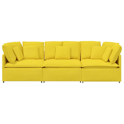 Sofá modular com almofadas tecido amarelo-claro