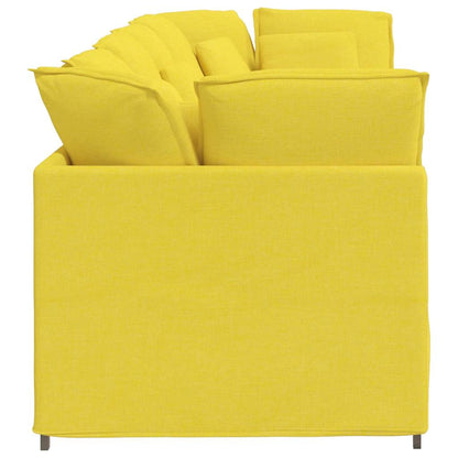 Sofá modular com almofadas tecido amarelo-claro