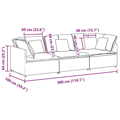 Sofá modular com almofadas tecido amarelo-claro