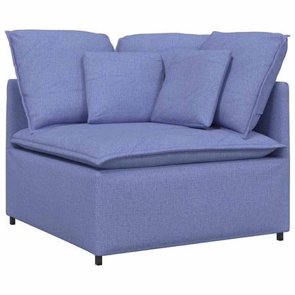 Sofá modular com almofadas tecido azul ganga