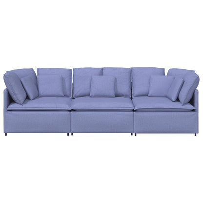 Sofá modular com almofadas tecido azul ganga