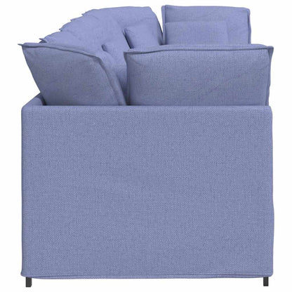 Sofá modular com almofadas tecido azul ganga