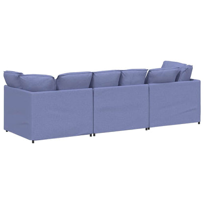 Sofá modular com almofadas tecido azul ganga
