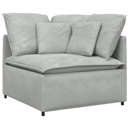 Sofá modular com almofadas veludo cinzento-claro