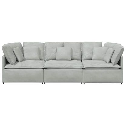 Sofá modular com almofadas veludo cinzento-claro